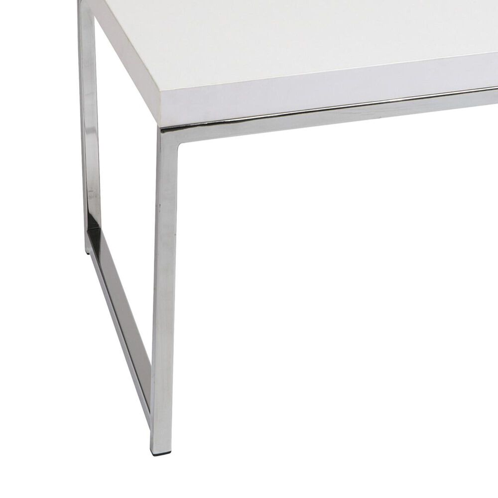 Valor Living Wall Street Coffee Table in White Melamine/Chrome, , large