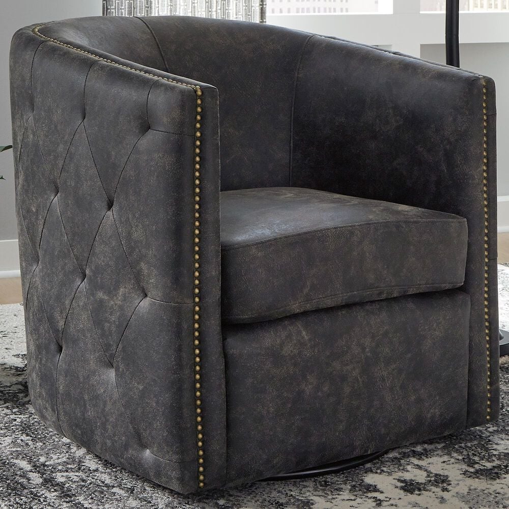 Ashley Brentlow Swivel Chair in Distressed Black, , large