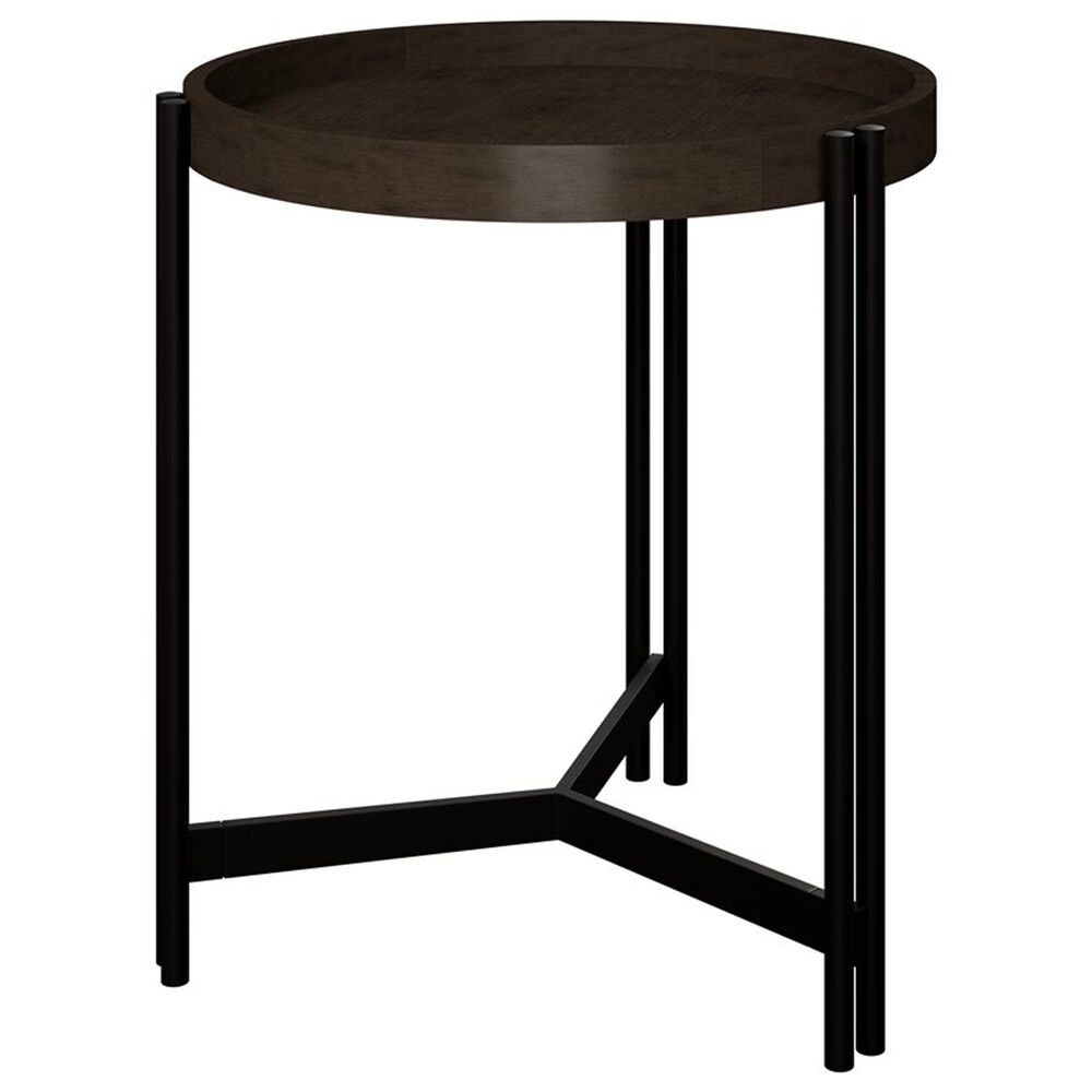 Golden Wave Furniture Huron Round Side Table in Dark Brown and Black, , large