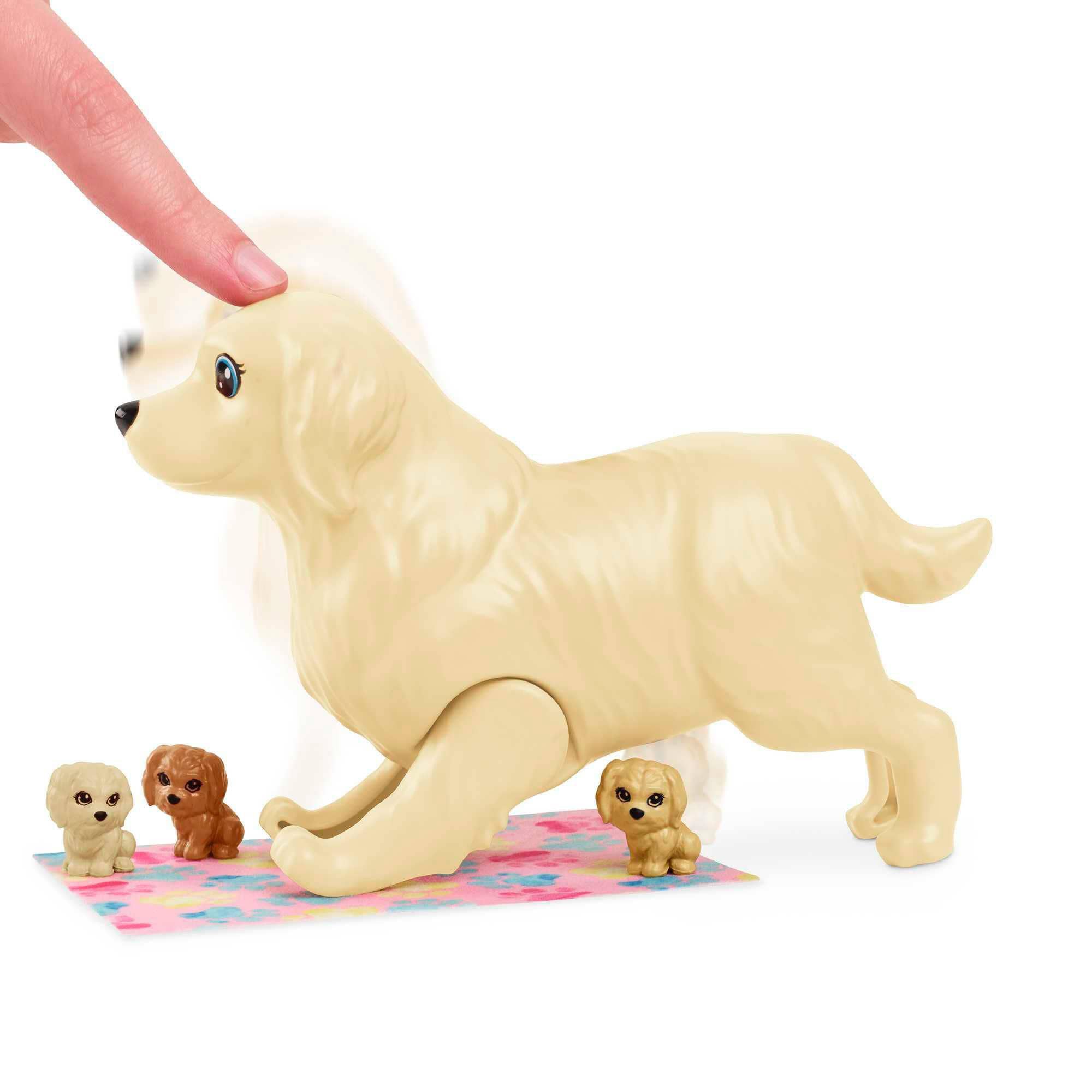 Barbie Brunette Doll and Newborn Pups Playset NFM