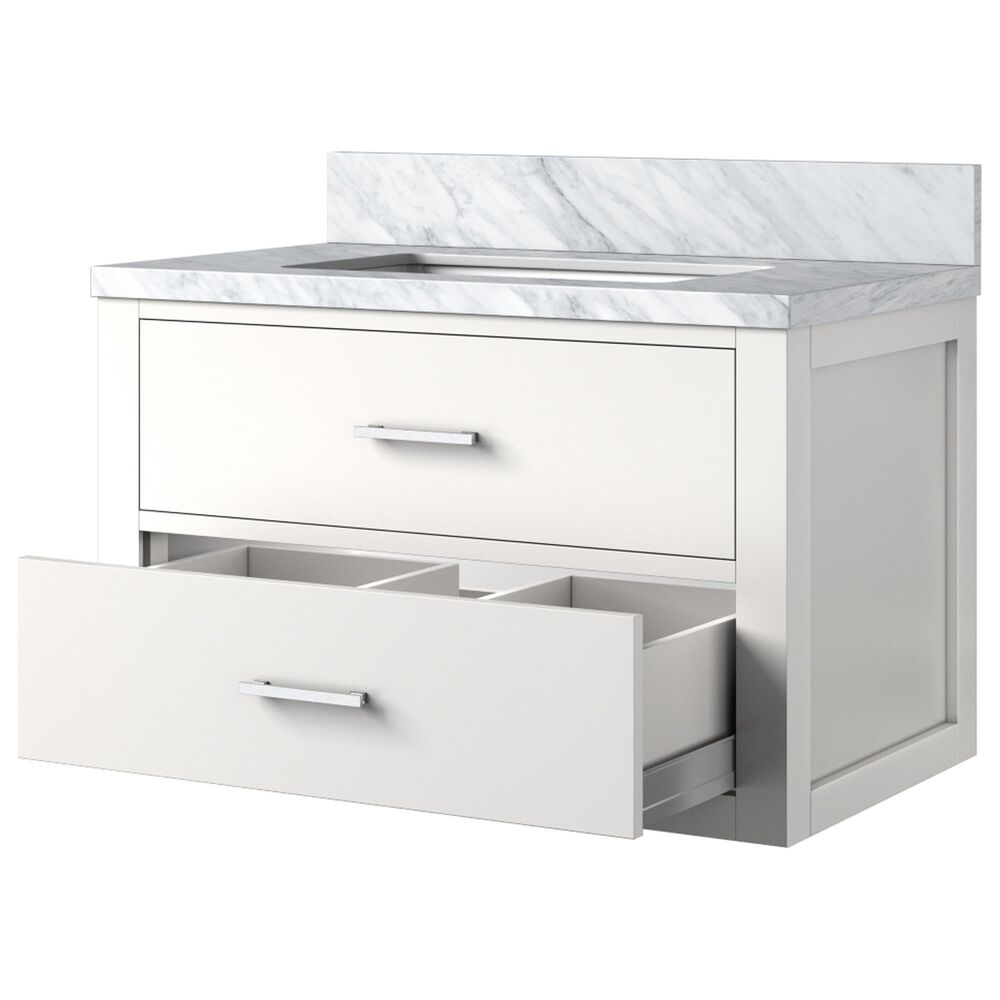 Lexora Home Castor 30&quot; Single Bathroom Vanity in White with 2 cm White Carrara Marble Top and Rectangular Sink, , large