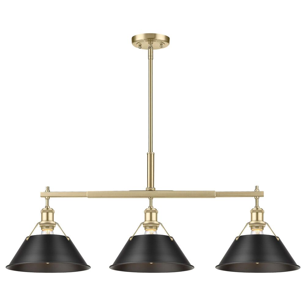 Golden Lighting Orwell 3-Light Linear Pendant with Matte Black Shade in Brushed Champagne Bronze, , large