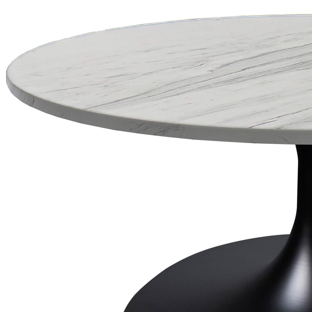 Leisuremod Verve 27&quot; Coffee Table with Resin Top in Black and White Marble, , large