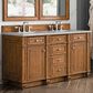 James Martin Vanities Bristol 60" Double Bathroom Vanity in Saddle Brown with 3 cm Eternal Jasmine Pearl Silestone Top, Rectangular Sinks and FreePower Wireless Charger, , large