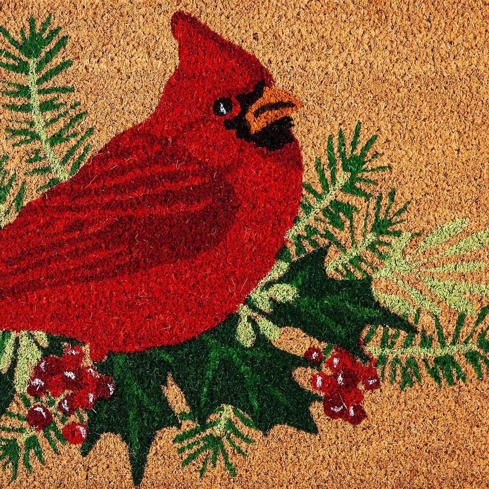 Evergreen Winter Cardinal 1'4" x 2'4" Multicolor Door Mat, , large