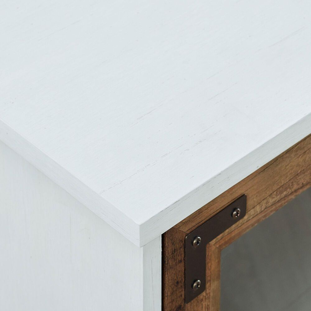 Walker Edison Abigail 58&quot; TV Stand in Brushed White/Rustic Oak, , large