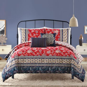 Peking Handicraft Marbella 5-Piece King Comforter Set in Red, , large