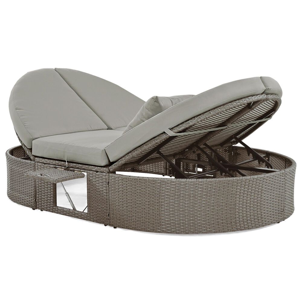 HOMLUX 2-Person Outdoor Daybed with Adjustable Backrests and Foldable Cup Trays in Gray, , large