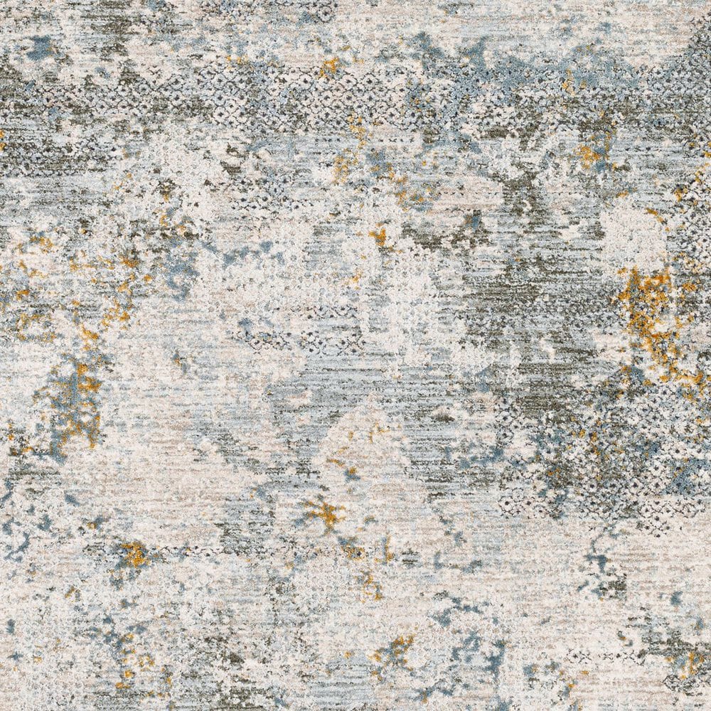 Surya Dresden Dusty Sage, Taupe, Off-White, Deep Teal, Ink Blue, Light Gray and Mustard 5&#39;3&quot; Round Area Rug, , large