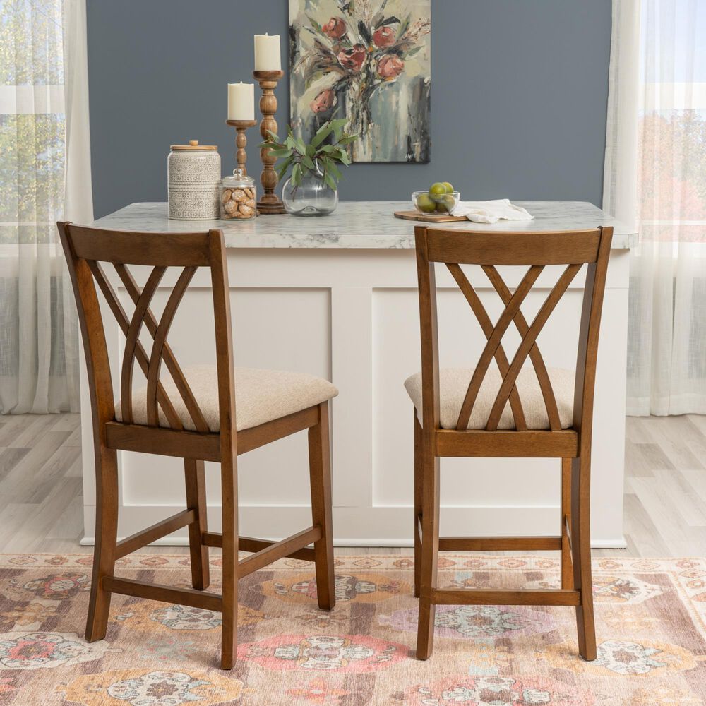Linon Home Decor Maggie Counter Stool in Brown (Set of 2), , large