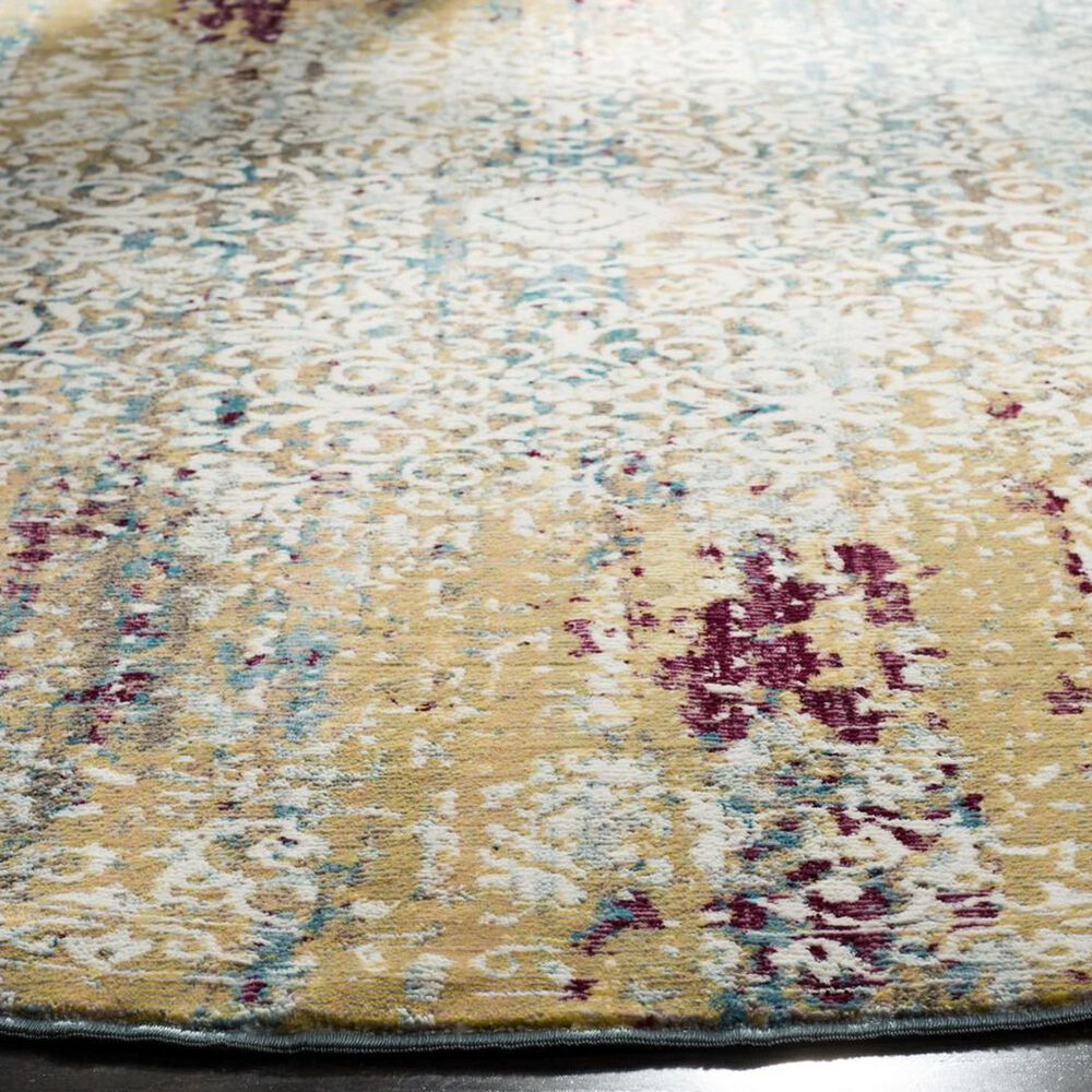 Safavieh Aria 6&#39;6&quot; Round Yellow and Cream Area Rug, , large