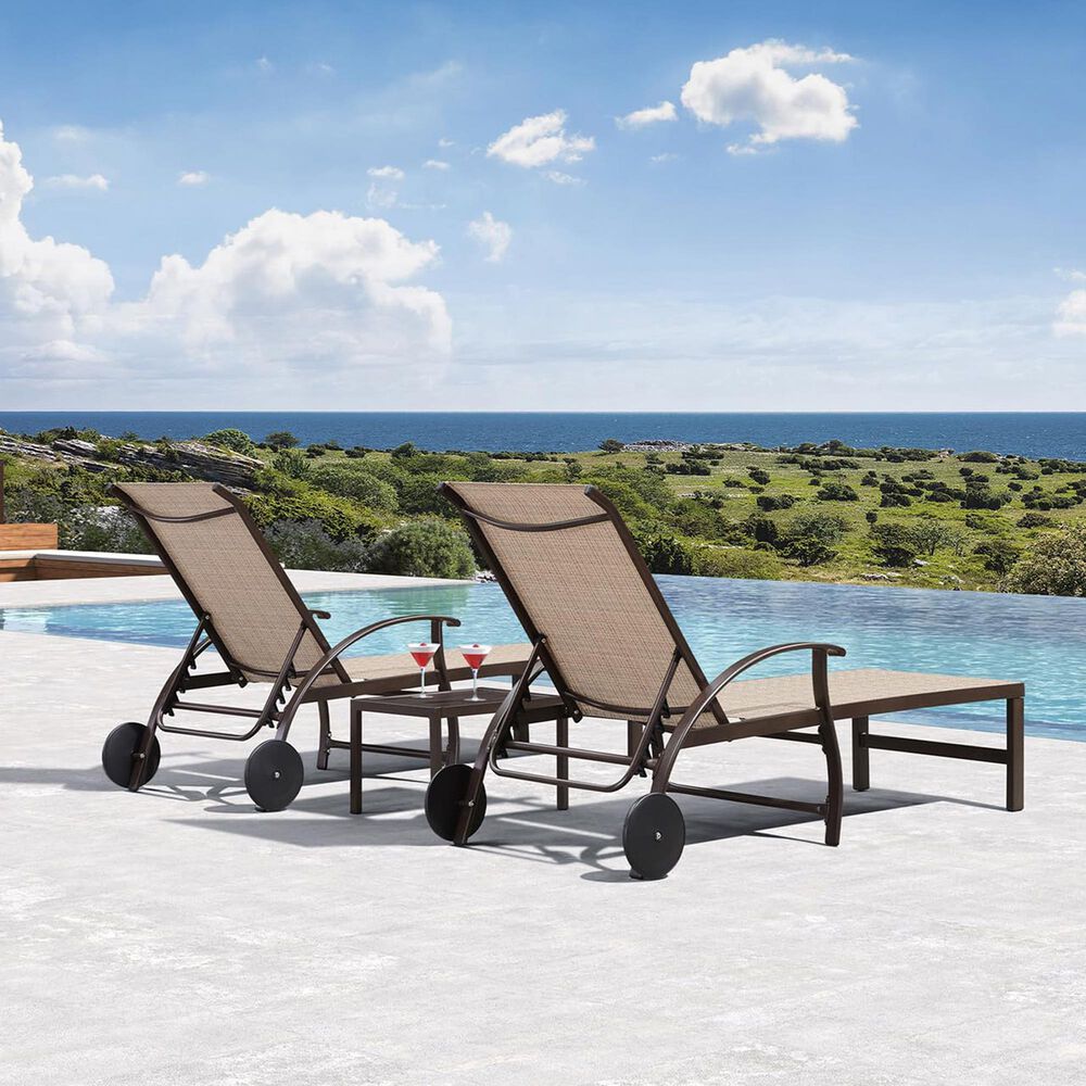 HOMLUX 3-Piece Patio Chaise Lounge Set with Wheels in Khaki, , large