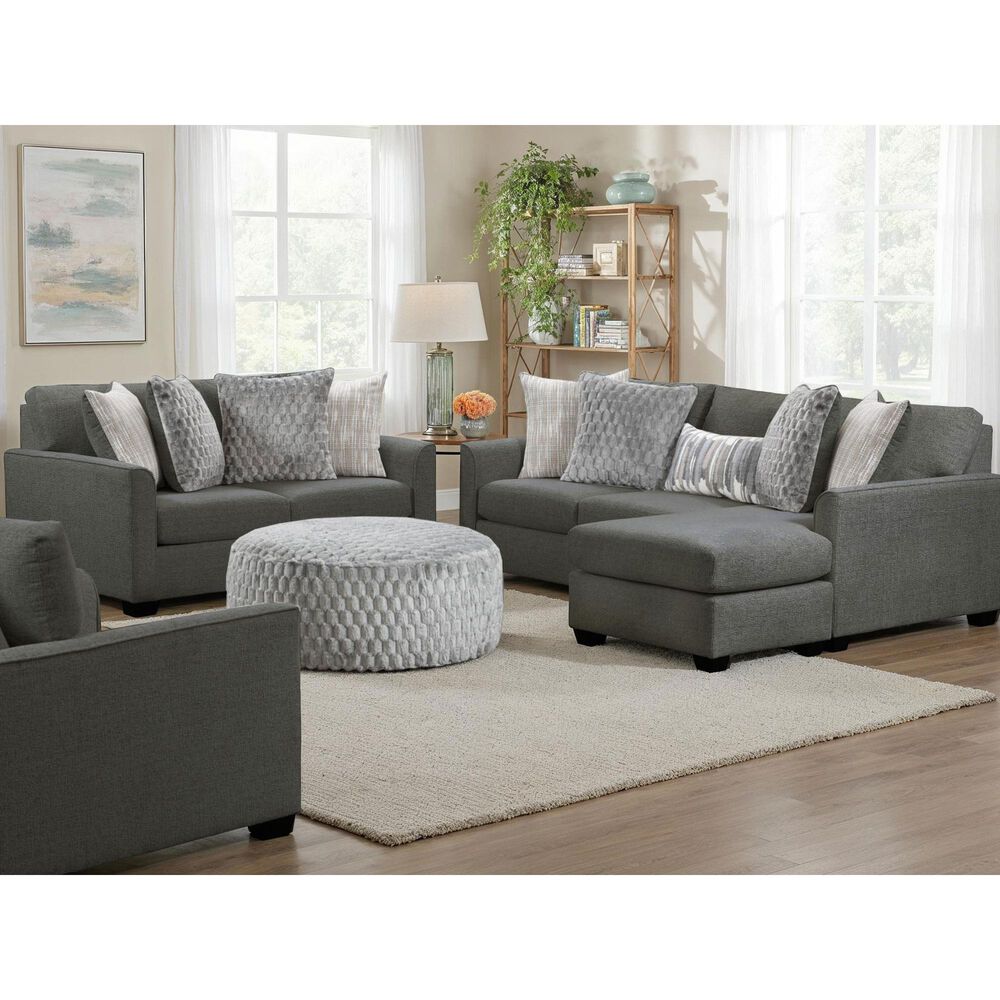 Northwestern Irving Round Ottoman in Gray, , large