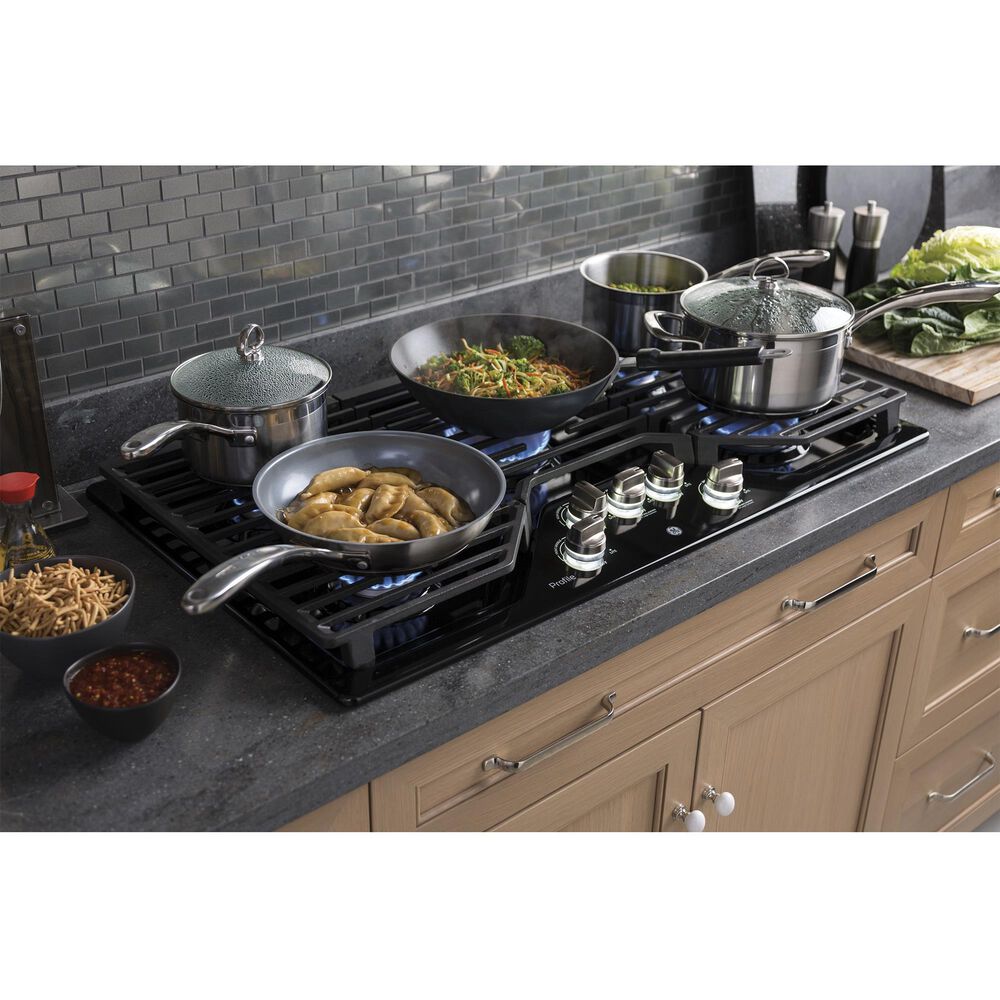 GE Profile 36&quot; Built-In Gas Cooktop in Black, , large