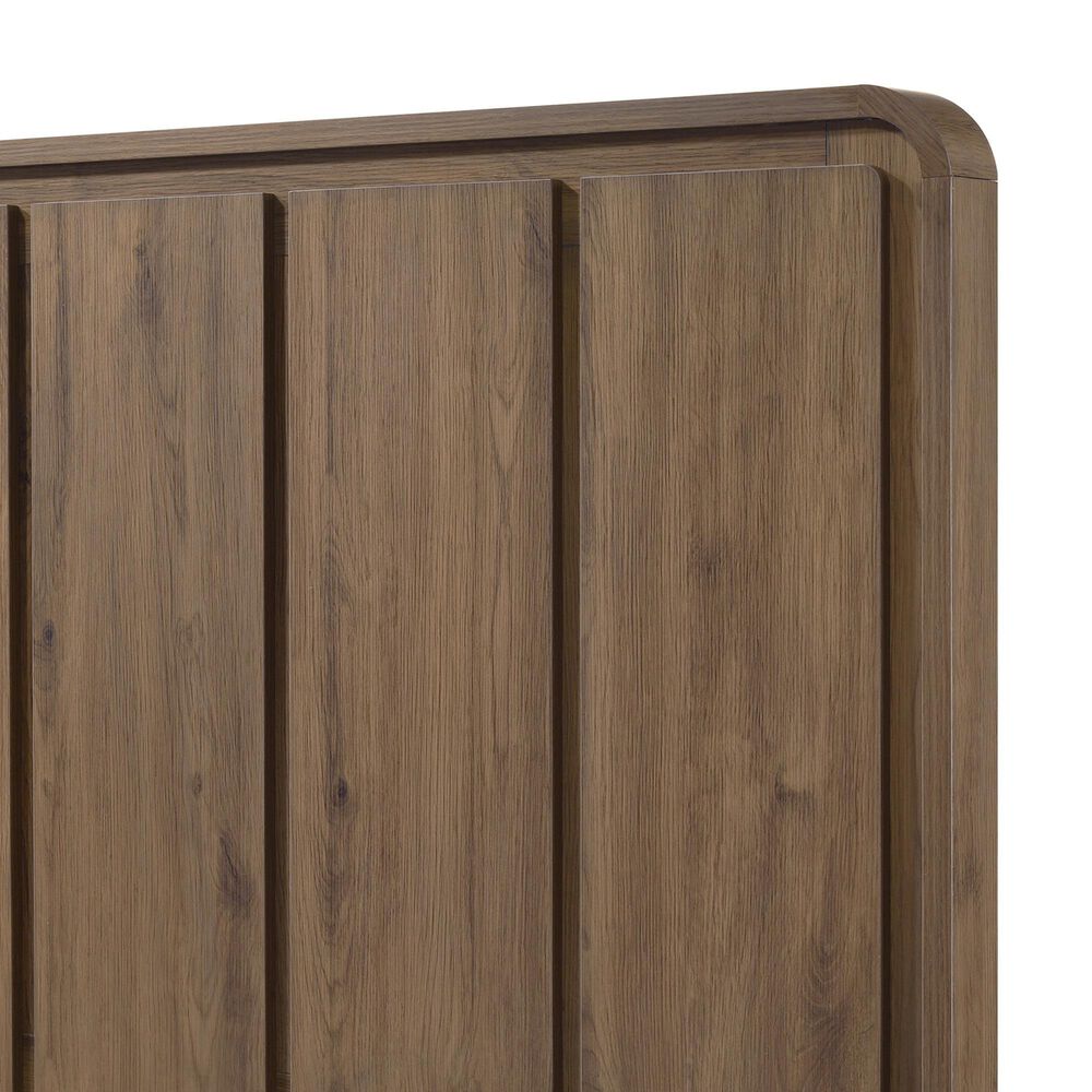 Crown Mark Nyomi King Panel Bed with Two Nightstands in Light Brown, , large