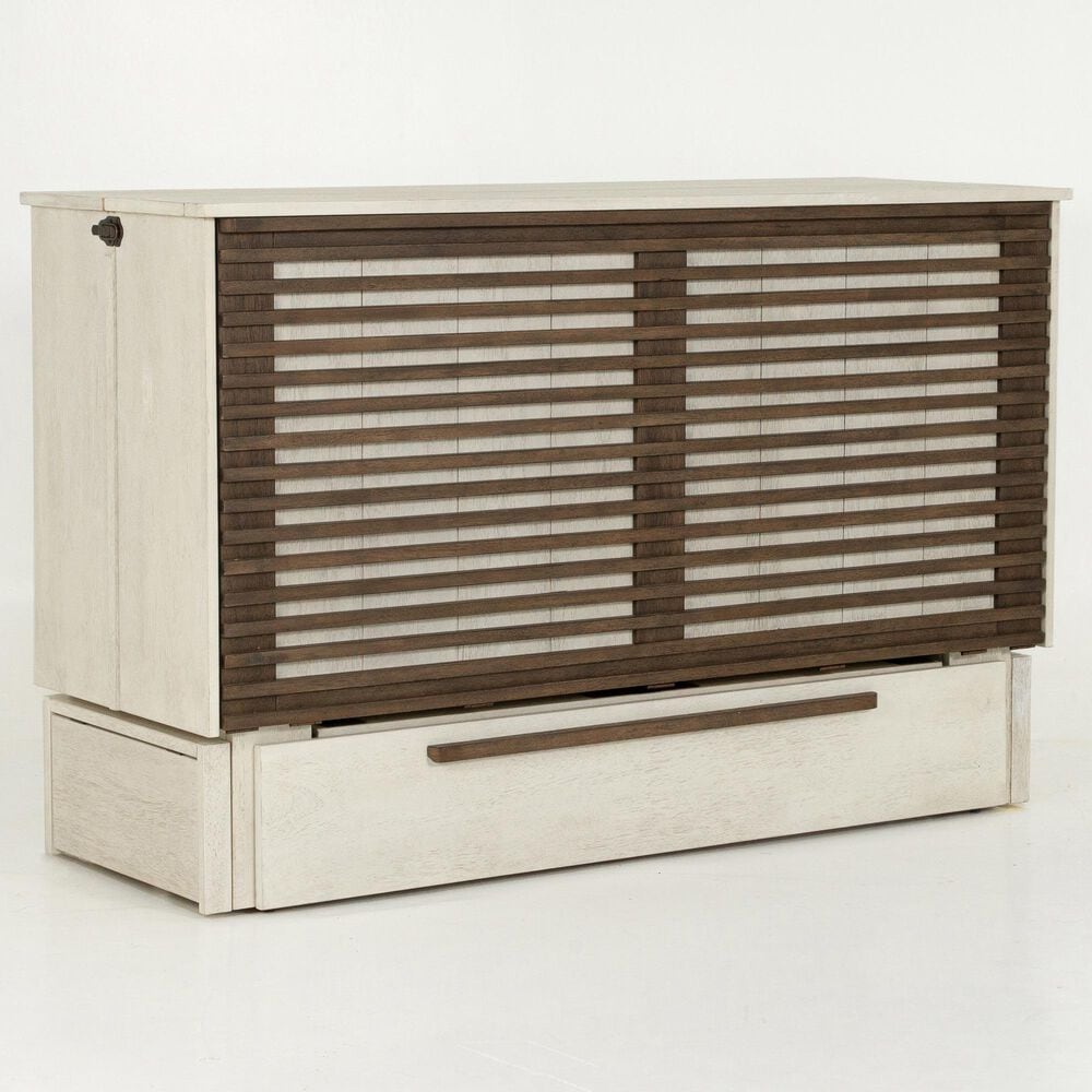 New Day Furniture Louvre Queen Murphy Cabinet Bed with Mattress in Provence and Normandy, , large