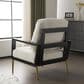 Hearth and Haven Velvet Lounge Arm Chair with Gold Metal Legs in White, , large