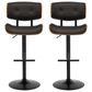 LumiSource Lombardi Adjustable Swivel Barstool with Espresso Faux Leather Upholstery in Black and Walnut (Set of 2), , large