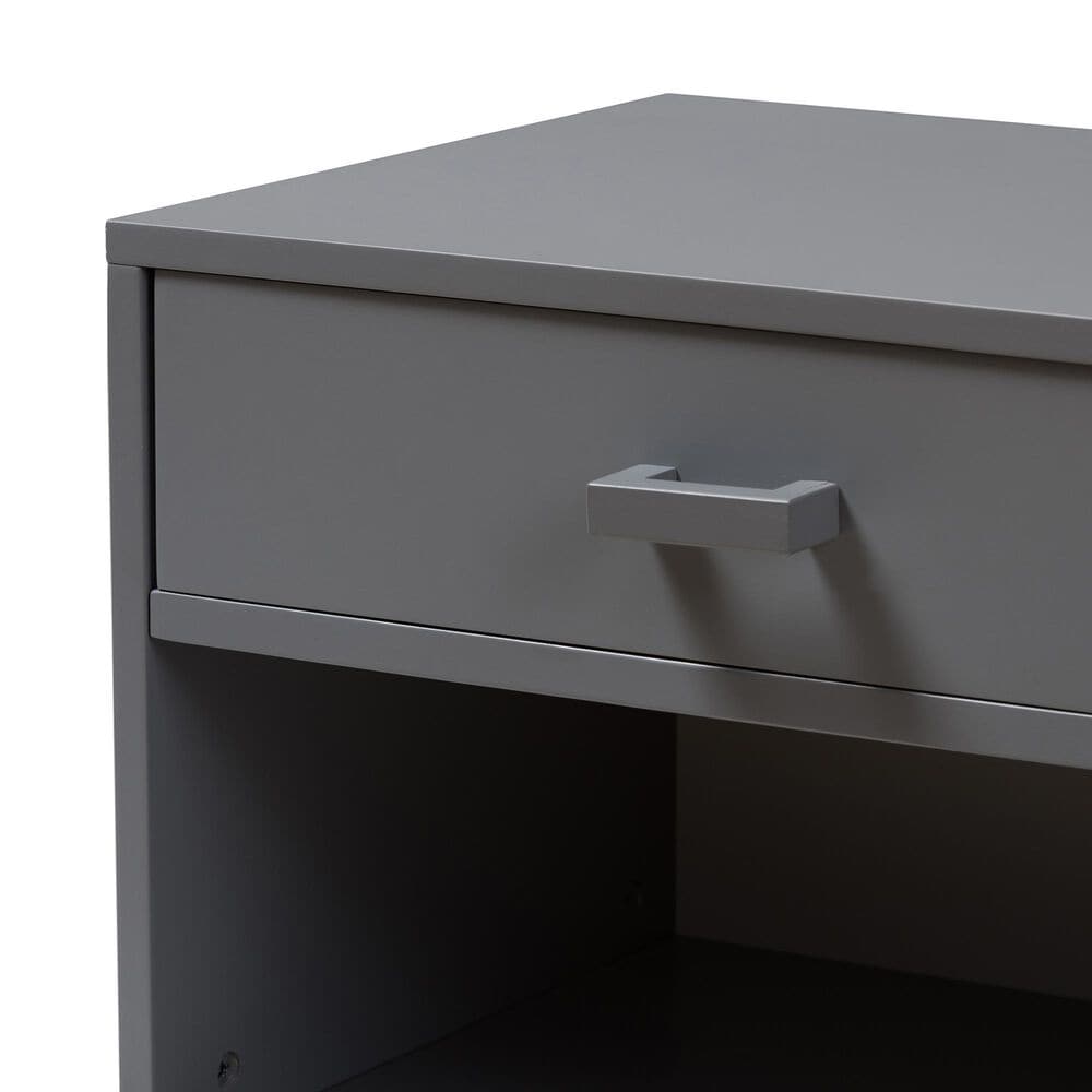 Baxton Studio Deirdre 1-Drawer Nightstand in Grey, , large