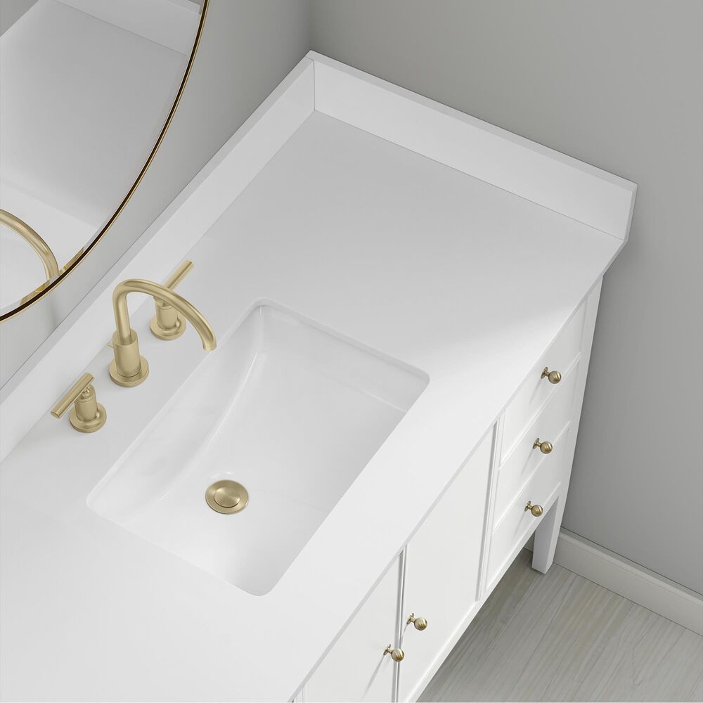 37B Heston 48" Single Bathroom Vanity in Bright White with White Composite Stone Top and Backsplash, , large