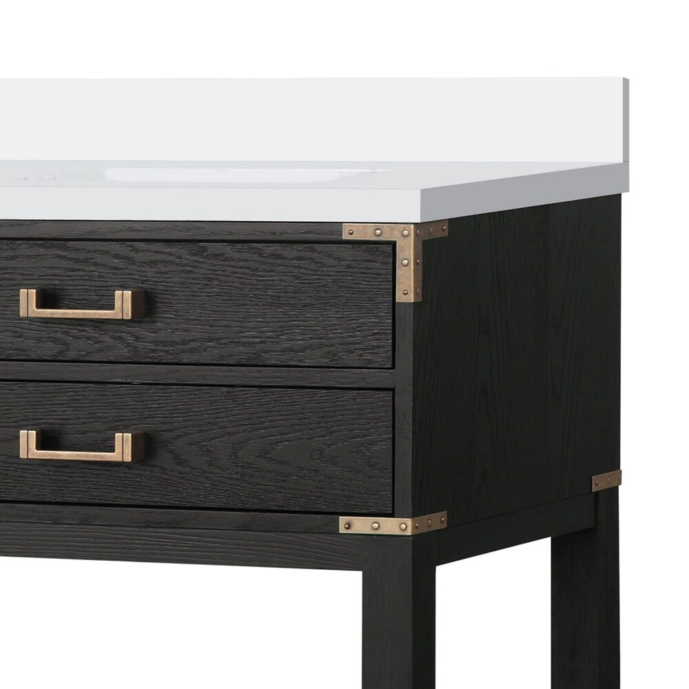 Lexora Home Norwalk 80&quot; Double Bathroom Vanity in Black Oak with White Cultured Marble Top  and Rectangle Sink, , large