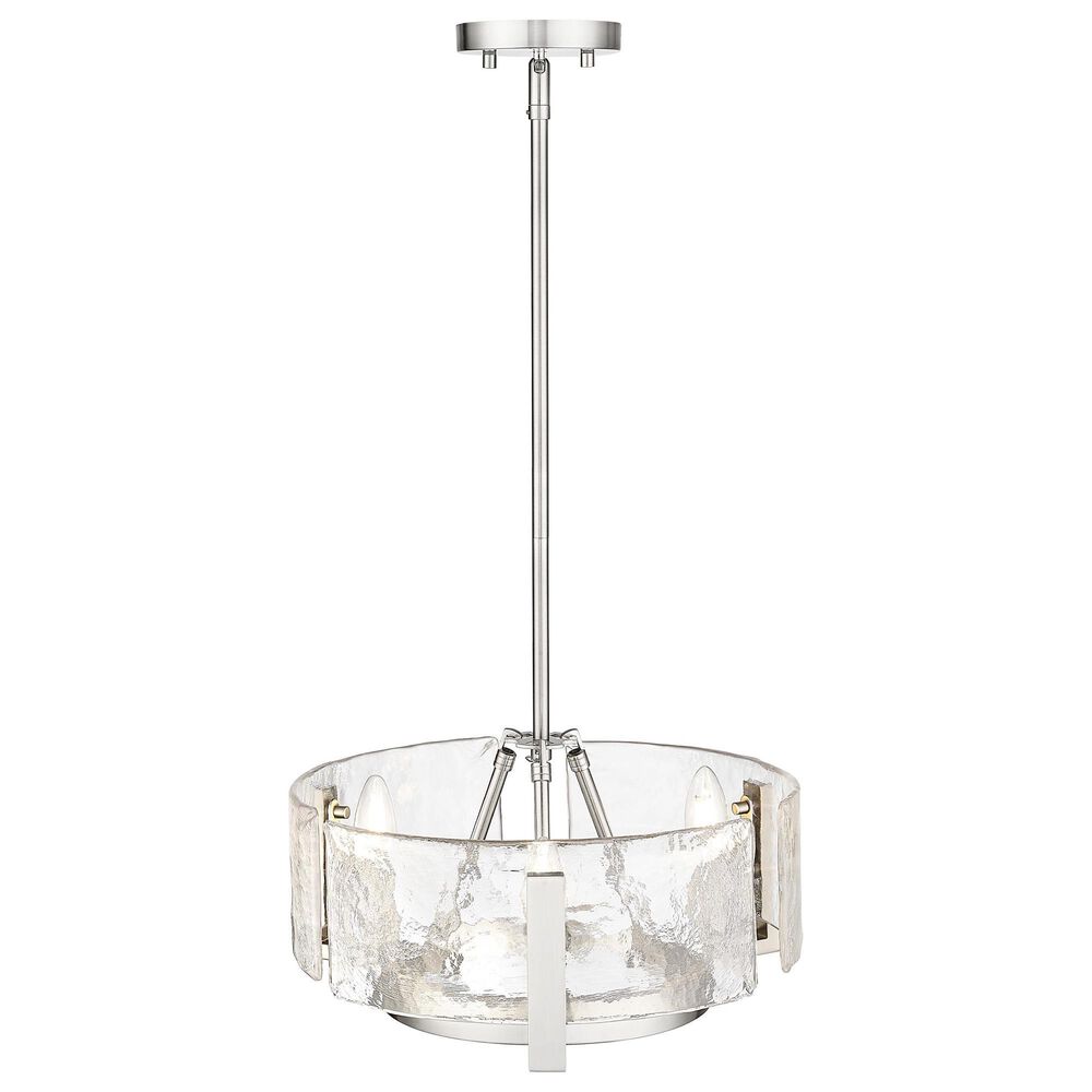 Golden Lighting Aenon 3-Light Wide Chandelier with Hammered Water Glass Shade in Pewter, , large