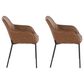 LumiSource Daniella Arm Chair with Camel Faux Leather Cushion in Black (Set of 2), , large