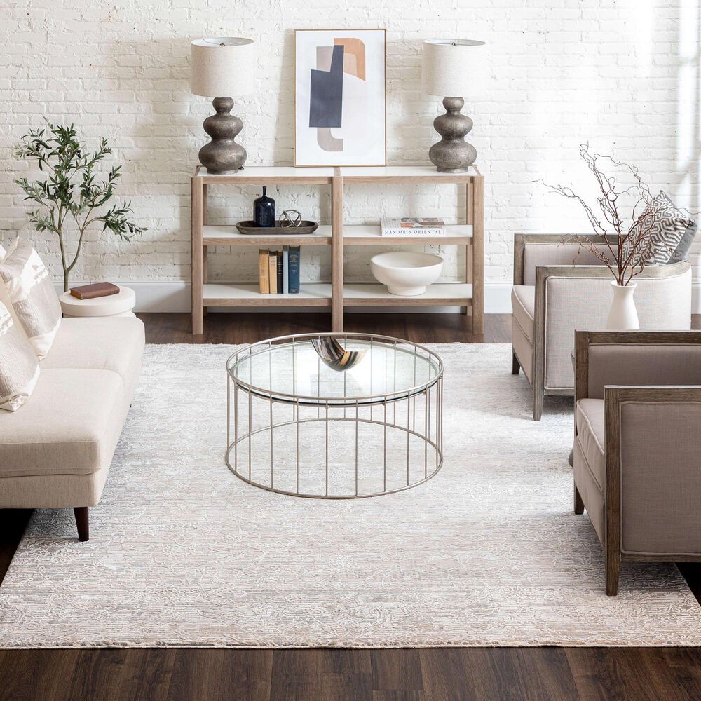 Karastan Solitude Mandawa 10&#39; x 14&#39; Cream Dark Grey Area Rug, , large