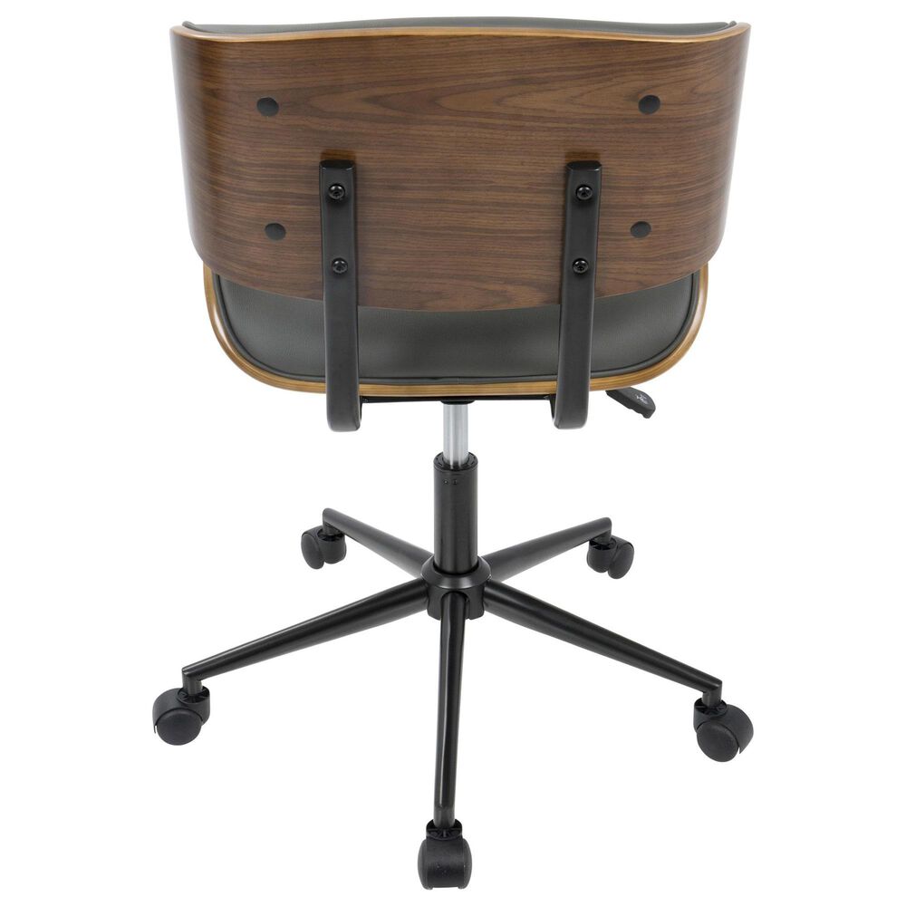 Lumisource Lombardi Desk Chair with Grey Cushion in Walnut and Black, , large