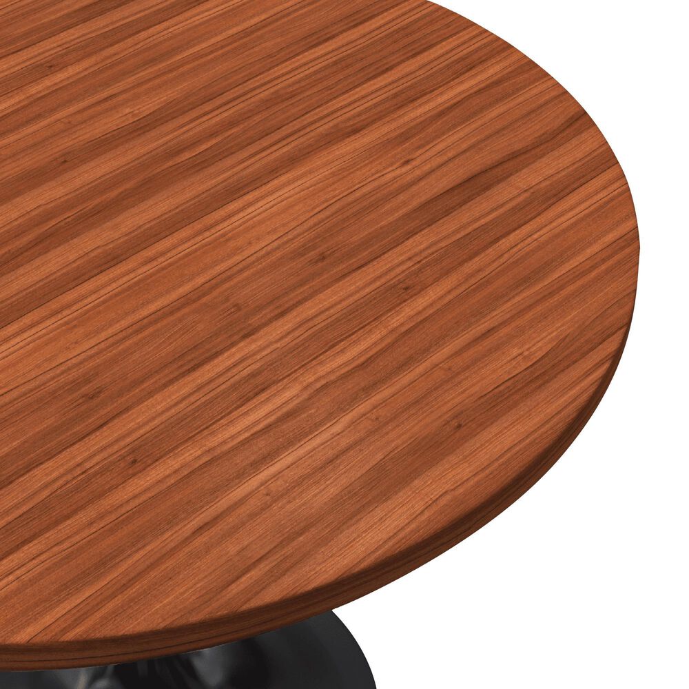 Leisuremod LeisureMod Verve Collection 48 Round Dining Table, Black Base with Cognac Brown MDF Top, , large