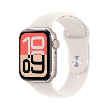 Apple Watch SE 3 (GPS) 44mm Starlight Aluminum Case with Starlight Sport Band - M/L - Starlight - (2025)(Pre-Order), , large