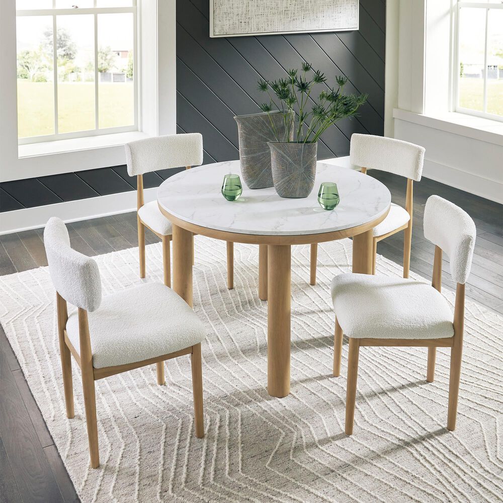 Ashley Sawdyn Dining Table in Light Brown and White - Table Only, , large