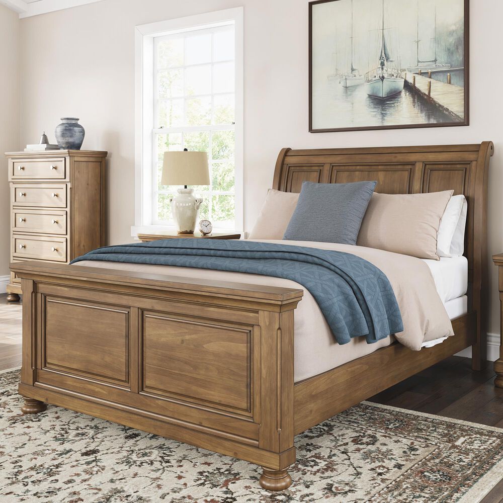 Ashley Feddinger Queen Sleigh Bed in Chestnut Brown, , large