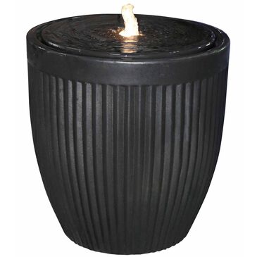 Alfresco Home Piatto Ceramic Fountain with Lights in Black, , large