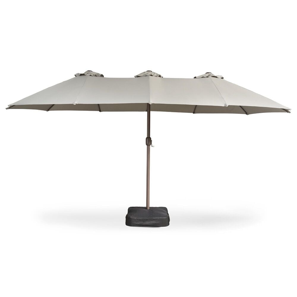 HOMLUX 15" Double-Sided Outdoor Market Umbrella with Sandbag Base in Light Gray, , large