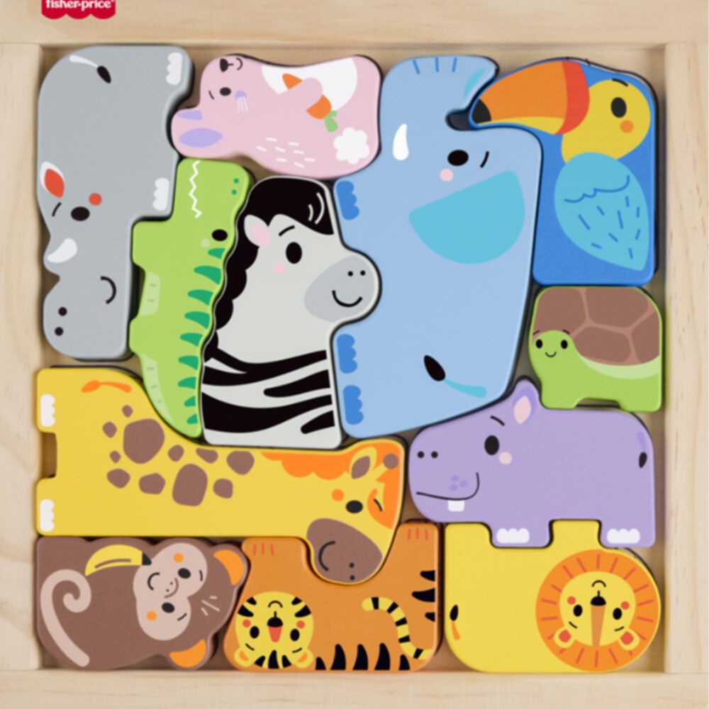 Fisher Price 13-Pieces Wooden Animal Puzzle, , large