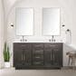 Lexora Home Abbey 60" Double Bathroom Vanity in Brown Oak with 2 cm White Cultured Marble Top and Rectangular Sinks, , large
