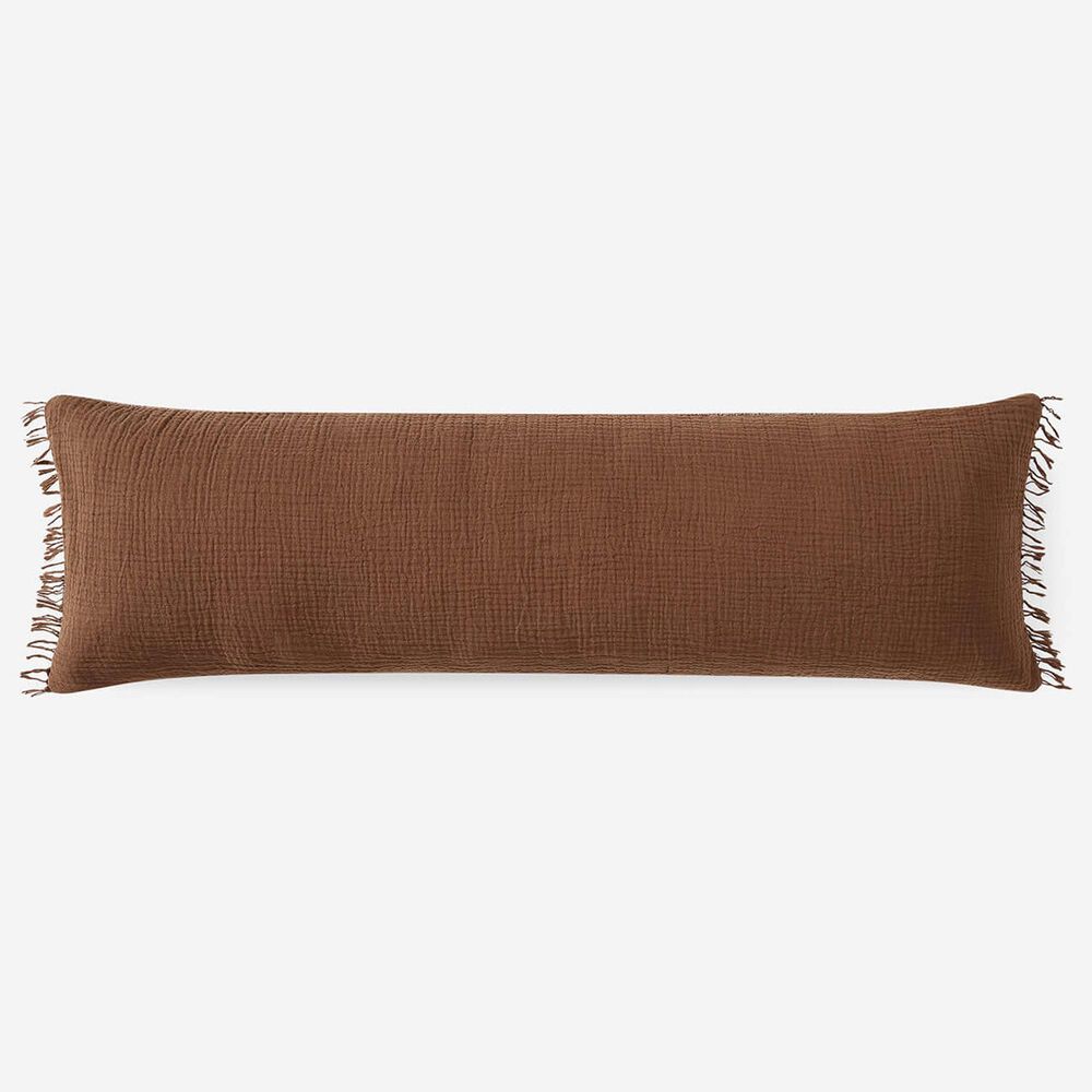 Sunday Citizen Snug Muslin 48" x 14" Lumbar Throw Pillow in Chestnut, , large