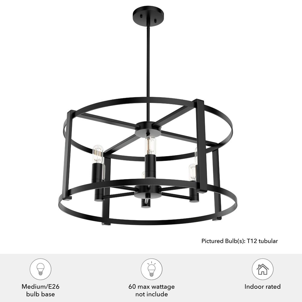 Hunter Astwood 6-Light Chandelier in Matte Black, , large