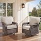 Hearth and Haven Outdoor Swivel Glider Chair with Beige Cushion in Brown (Set of 2), , large