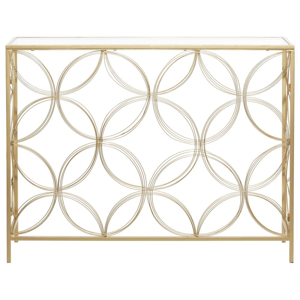 Maple and Jade Contemporary Console Table in Matte Gold, , large