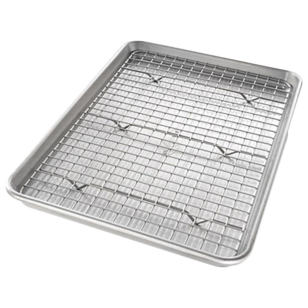 USA Pan Jelly Roll Bakeable Nonstick Cooling Rack and Pan Set in Gray, , large