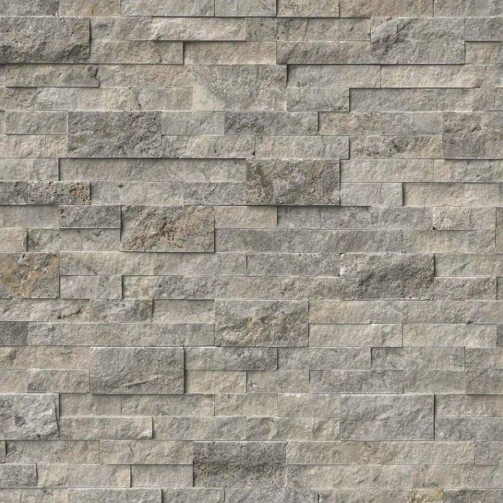 MS International Rockmount Silver Travertine 6" x 24" Stacked Stone Panels, , large