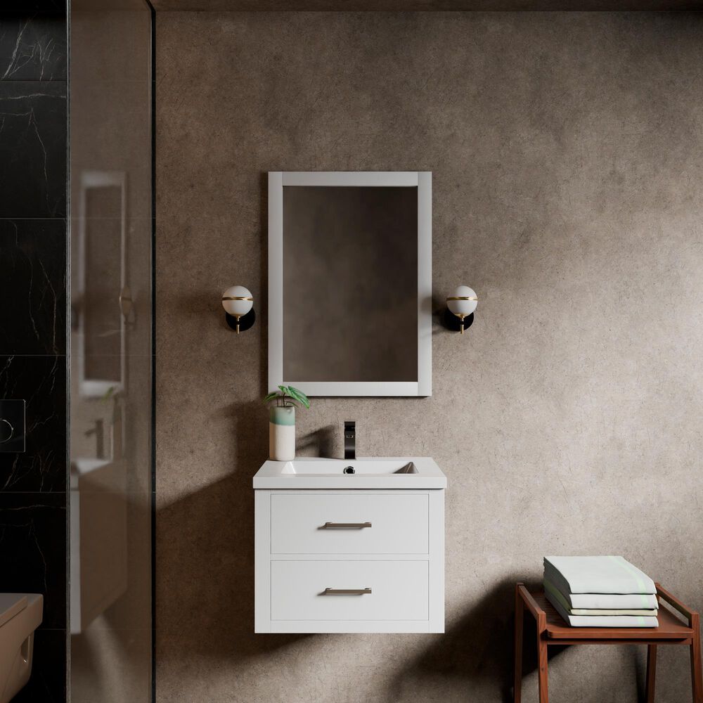 Lexora Home Castor 24" Single Bathroom Vanity in White with White Acrylic Top and Rectangular Sink, , large