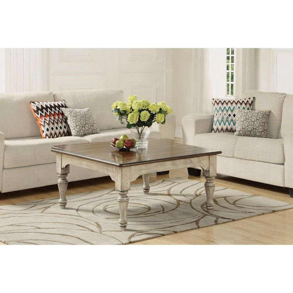 Flexsteel Plymouth Square Cocktail Table in Distressed Gray and White, , large