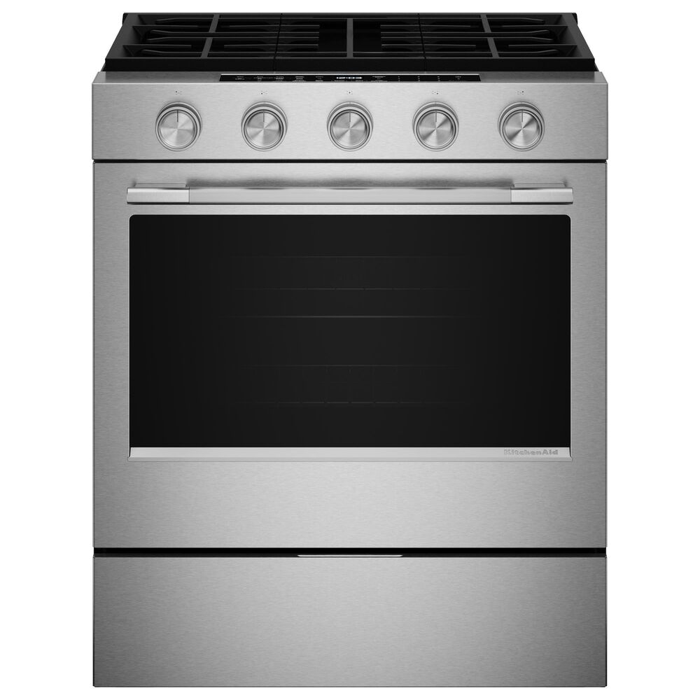 KitchenAid 30" Smart Slide-in Gas Range in PrintShield Stainless Steel, , large