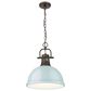 Golden Lighting Duncan 1-Light Pendant with Chain and Seafoam Shade in Rubbed Bronze, , large