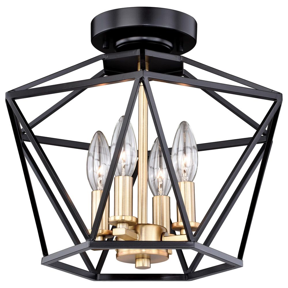 Vaxcel Turin 4-Light Semi Flush Mount in Noble Bronze and Natural Brass, , large