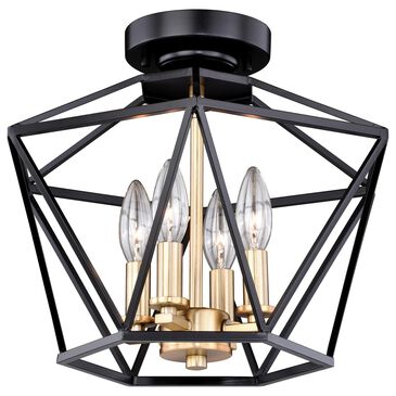 Vaxcel Turin 4-Light Semi Flush Mount in Noble Bronze and Natural Brass, , large
