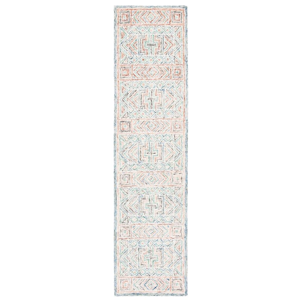 Safavieh Micro-Loop Geometric 2"3" x 9" Blue and Green Runner, , large